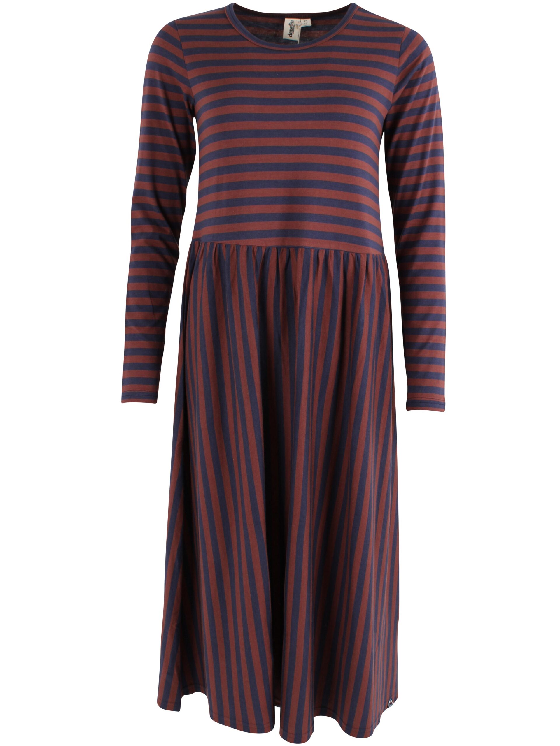 Kleid danekroeyer in den Farben rost und blau Streifen von Danefae
