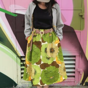 Alternative view of Blumiger Retro Flower Rock aus original 70ies Stoff in den Farben grün und senf von Fräulein Prusselise